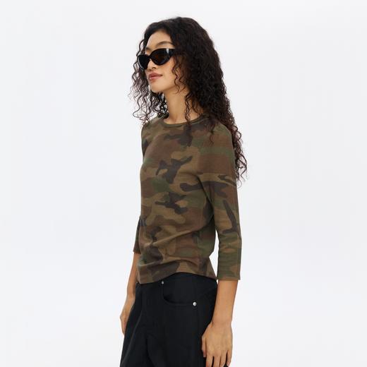 Oneup迷彩华夫格七分袖T恤 商品图3