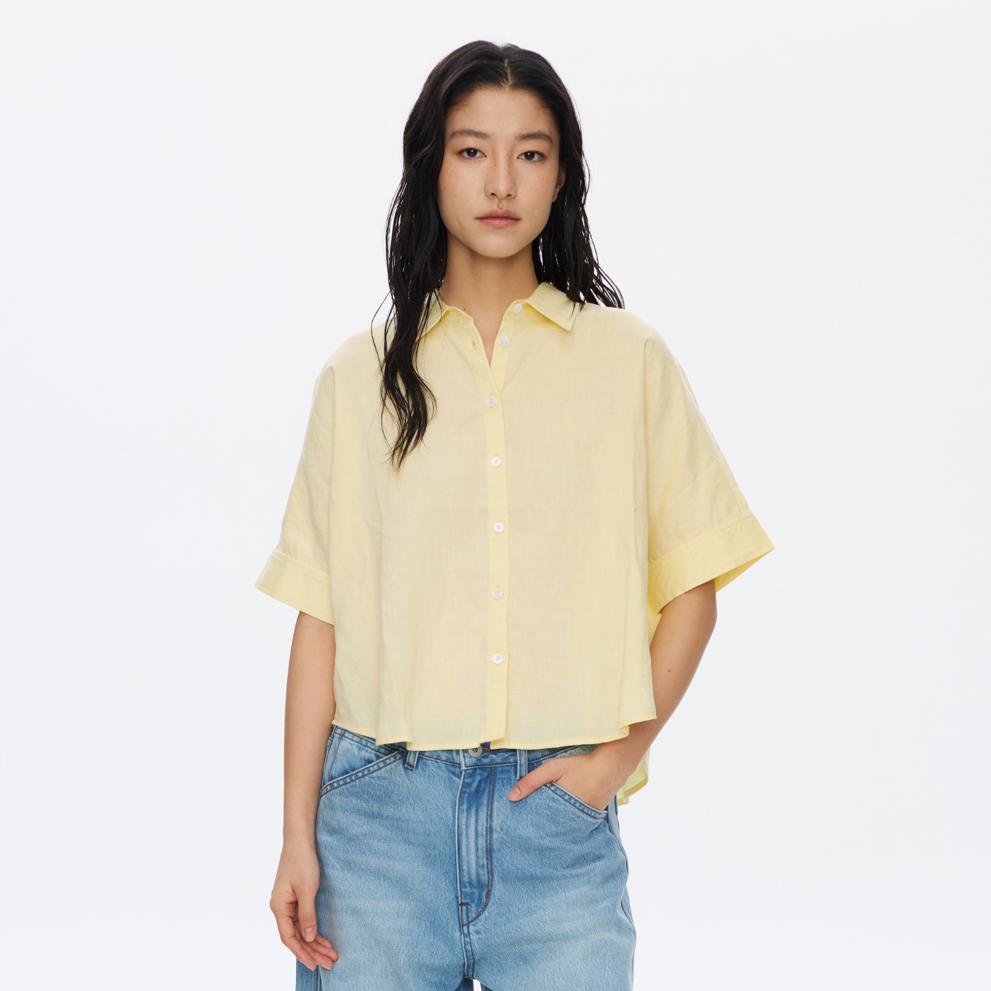 Oneup天丝亚麻短袖衬衫