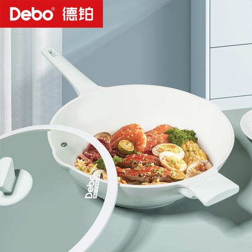 Debo德铂-罗莎妮奶锅 费利昂煎炒锅 卡姆洛炒锅 陶瓷0氟涂层 净享丝滑钛不粘（配玻璃锅盖） 商品图3
