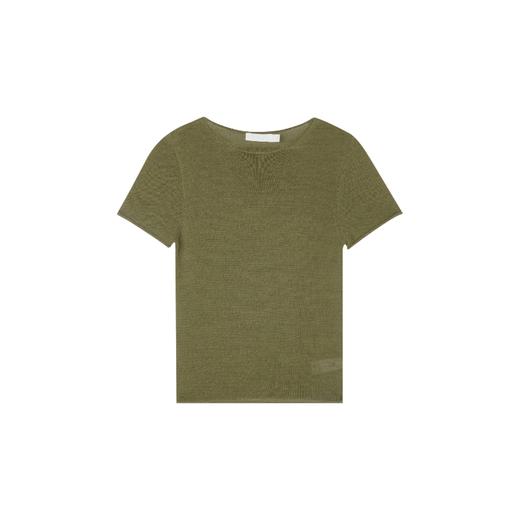 Oneup亚麻卷边针织正肩短袖 商品图7