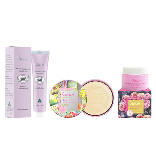 澳莉维亚红色清洁保湿3件套（薰衣草手霜70m+绵羊油精华霜100g+茶树精油皂150g） 商品图3