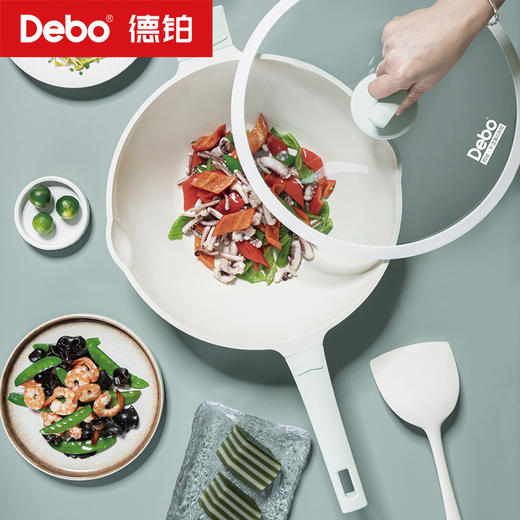 Debo德铂-罗莎妮奶锅 费利昂煎炒锅 卡姆洛炒锅 陶瓷0氟涂层 净享丝滑钛不粘（配玻璃锅盖） 商品图5
