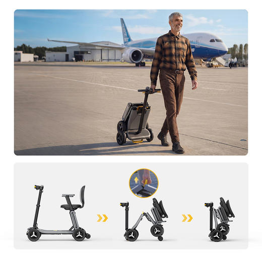 皮皮熊 便捷折叠四轮智能电动车 高端轻便老人代步车折叠便携老年智能防撞安全车 商品图1