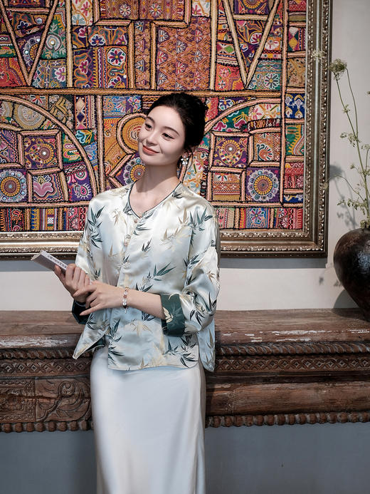 盛唐婧 |真丝宋锦竹之韵上衣 商品图0