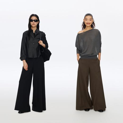 Oneup无腰头羊毛大阔腿西裤 商品图4