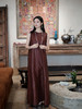 盛唐牡丹 | 紫檀色重缎红云纱连衣裙 商品缩略图7