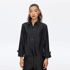 Oneup牛仔七分袖衬衫