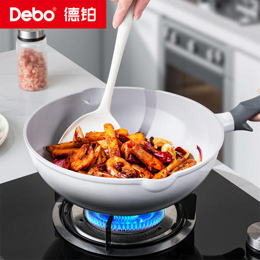 Debo德铂-霍普炒锅 霍顿炒锅 霍尔利煎锅 霍姆汤锅 霍雷希亚奶锅 陶瓷钛不粘 0涂层0氟更健康（配玻璃锅盖、硅胶铲/勺） 商品图3