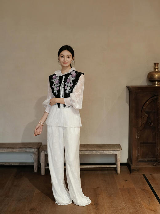 廷前观棠 | 溢星白色蕾丝衬衫 商品图7