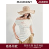 【商场同款】MAXRIENY小众设计感收腰不规则领口下摆立体珠绣T恤(货号:MC86TS256) 商品缩略图0