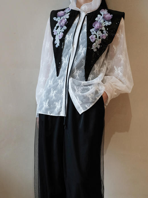 廷前观棠 | 紫微墨黑亮片云肩 商品图4