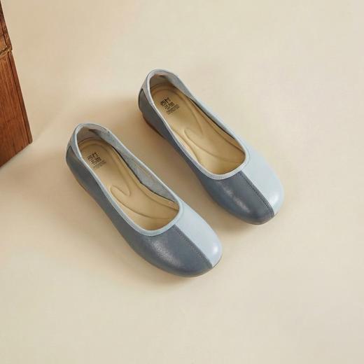 【牛皮革】西村名物2026年春季新款舒适平底拼色一脚蹬浅口单鞋妈妈鞋X26AE16961 商品图2