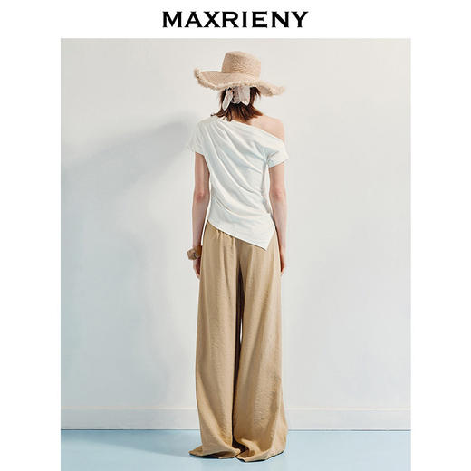 【商场同款】MAXRIENY小众设计感收腰不规则领口下摆立体珠绣T恤(货号:MC86TS256) 商品图3