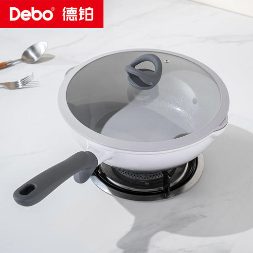 Debo德铂-霍普炒锅 霍顿炒锅 霍尔利煎锅 霍姆汤锅 霍雷希亚奶锅 陶瓷钛不粘 0涂层0氟更健康（配玻璃锅盖、硅胶铲/勺） 商品图2