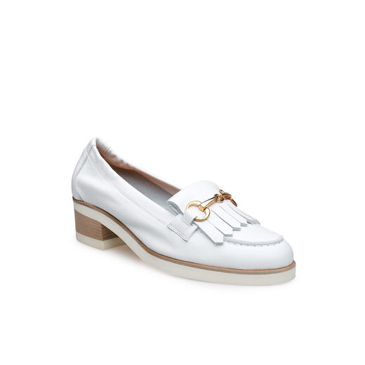 豪麟名鞋进口迪嘉女鞋乐福鞋羊皮革4843白色 商品图0