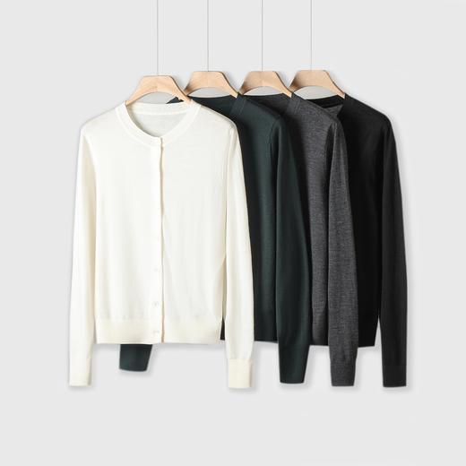 女士扬子精纺羊毛百搭基础圆领长袖开衫 商品图0