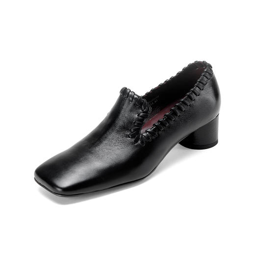 Westory2026年方头牛皮中跟四季乐福鞋通勤休闲百搭深口单鞋W26AM51091 商品图8