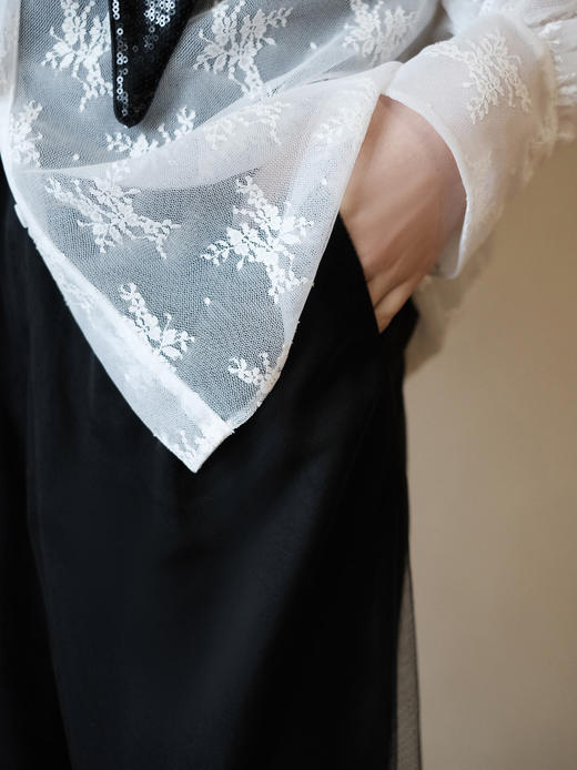 廷前观棠 | 溢星白色蕾丝衬衫 商品图3