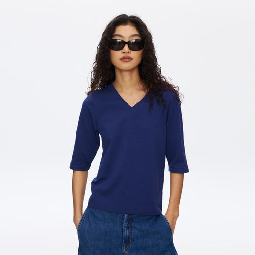 OneupV领竹节七分袖T恤 商品图2