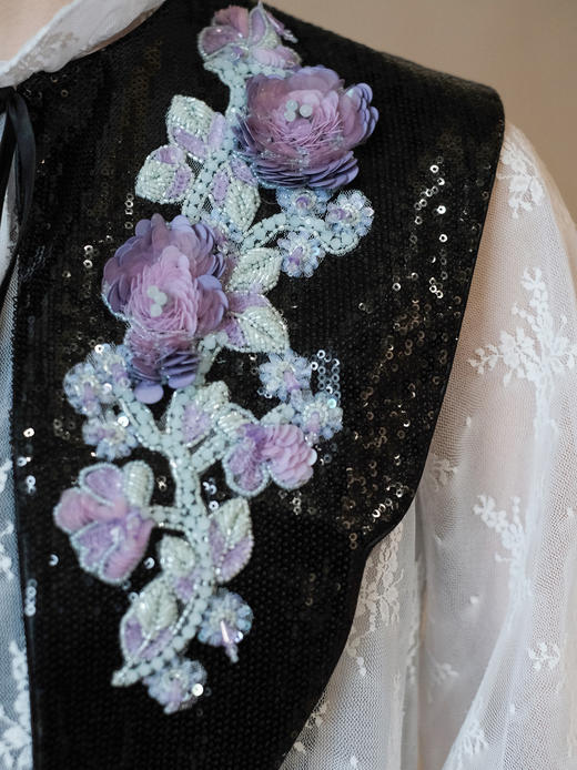 廷前观棠 | 紫微墨黑亮片云肩 商品图3