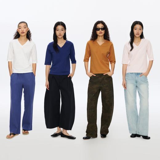 OneupV领竹节七分袖T恤 商品图4