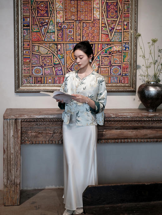 盛唐婧 |真丝宋锦竹之韵上衣 商品图1