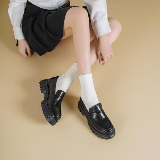 Westory2026年春季牛皮超轻厚底简约乐福鞋休闲通勤深口单鞋W26AM51071 商品图1