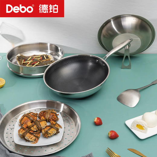 Debo德铂-卡勒汉斯炒锅 双面屏不粘不锈钢炒锅 商品图0