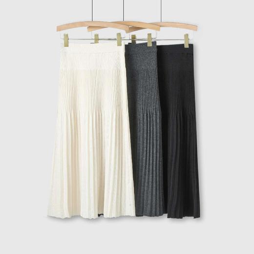 女士扬子精纺羊毛针织褶皱半身裙 商品图0