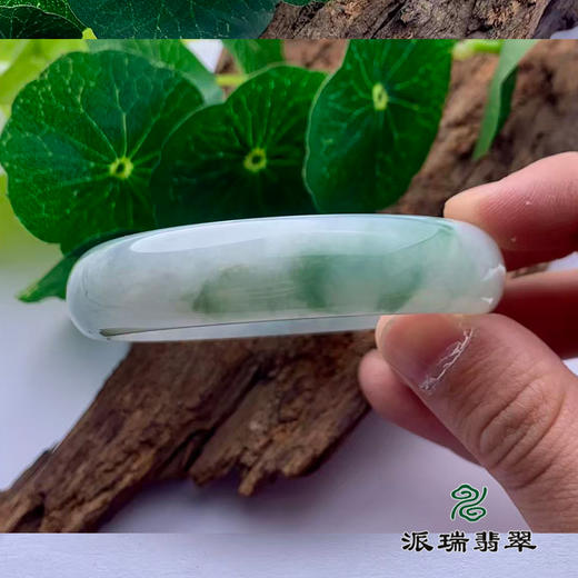 派瑞翡翠 翡翠手镯 糯种 绿色 飘花 商品图2