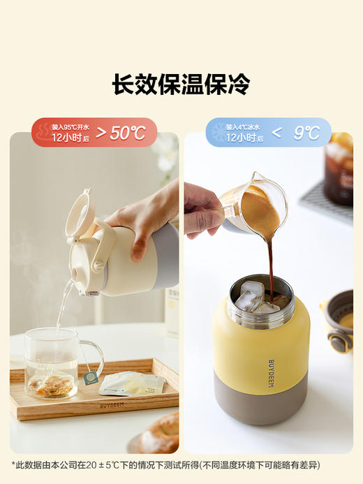 【专柜-北鼎】S301吨吨保温杯 小鹅黄+背带套餐吸管杯800ml 商品图9