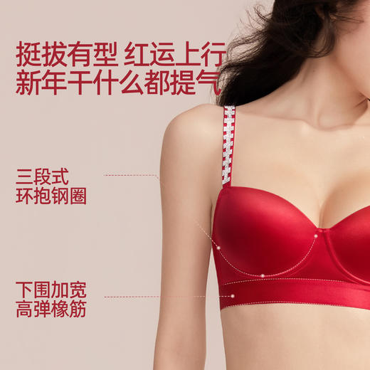 好奇蜜斯薄显胸小新款无痕内衣女文胸罩套装软支撑上托防下垂性感 维妮娅 商品图3