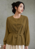 春季推荐2026→【自营】古泥/亦文7765压皱面料系带长袖小衫-喜出 商品缩略图1