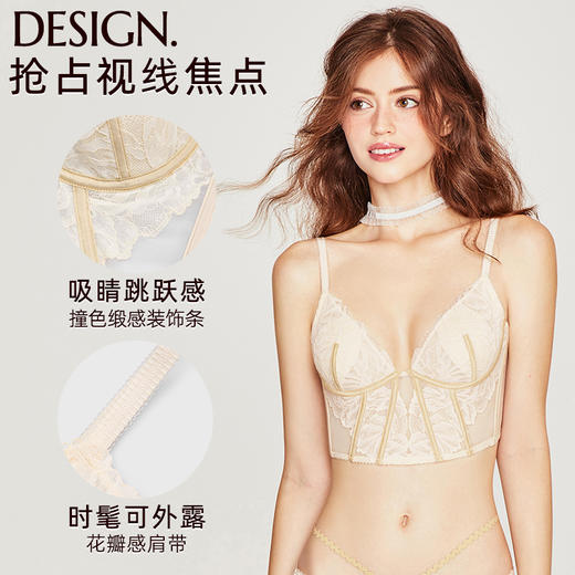 好奇蜜斯性感内衣女薄大胸显小法式蕾丝文胸罩套装纯欲胸衣防下垂 格莱蒂斯 商品图2