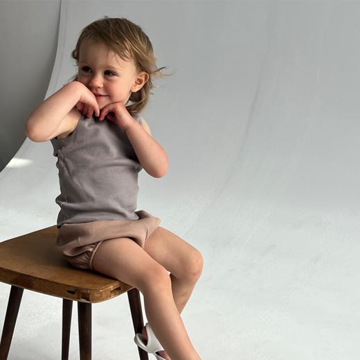 A basic brand 26ss新品 儿童罗纹背心短裤短袖T恤 商品图4