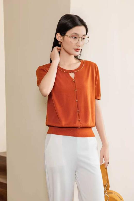 女装26春夏新品圆领天丝闪珠短袖2290-20663 商品图1