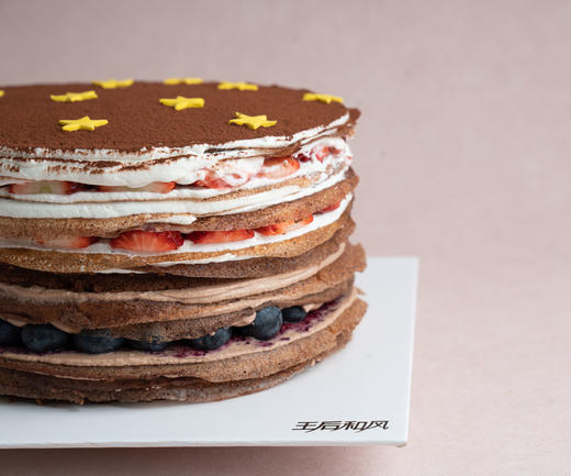 【星星千层】自制草莓果酱+意大利黑巧克力+现切蓝莓、草莓颗粒（提前一天预定） 商品图2