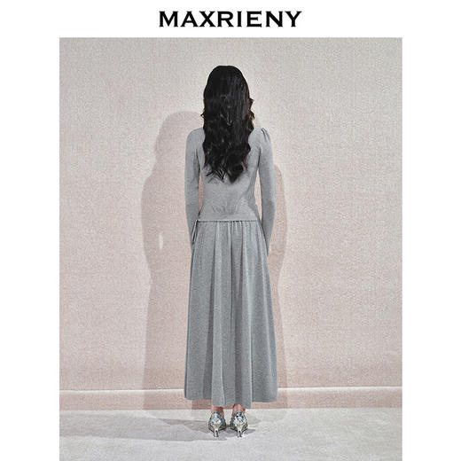 MAXRIENY慵懒感堆褶套头修身针织衫宽松高腰针织半裙秋套装两件套(货号:MS85SW776SK765) 商品图3