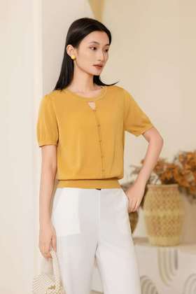 女装26春夏新品圆领天丝闪珠短袖2290-20663