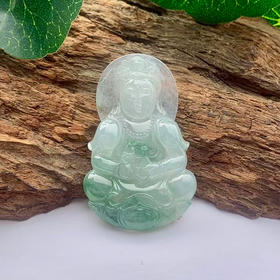 派瑞翡翠 翡翠观音 糯冰种 飘花