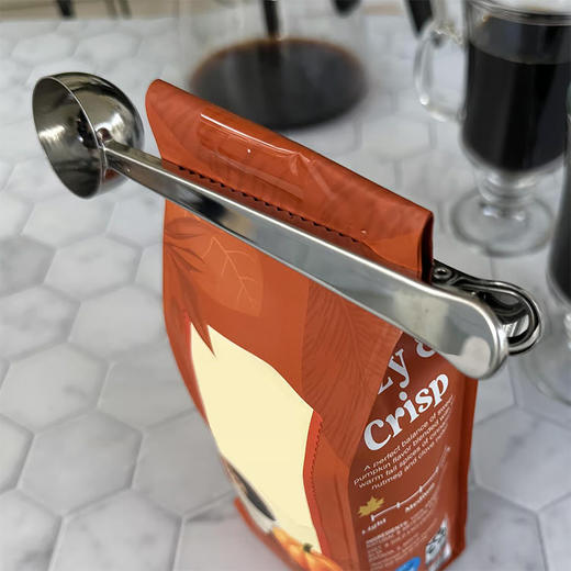 【1个装】美国 不锈钢咖啡勺夹 二合一多功能带密封夹勺子 商品图1