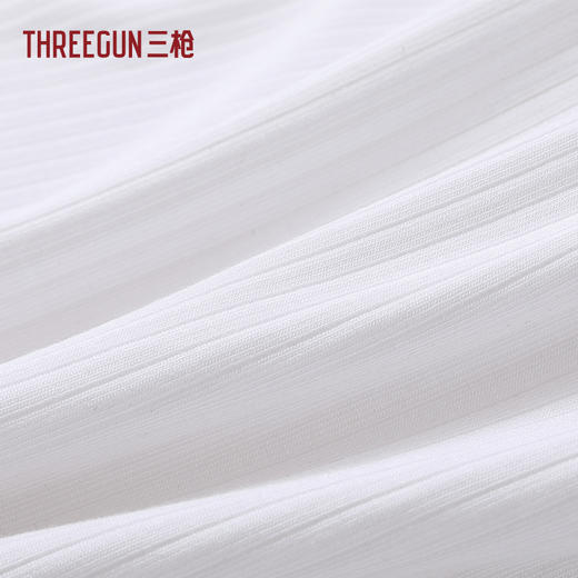 Threegun三枪 蚕丝木代尔罗纹U领短袖男衫-T20177A02 商品图6