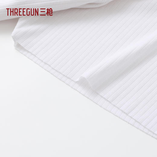 Threegun三枪 蚕丝木代尔罗纹U领短袖男衫-T20177A02 商品图5
