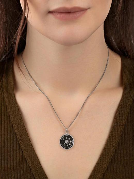订购5周到｜Pyrrha-Moon Phases-月相 黑银 古巴链 项链［加拿大设计师］ 商品图0