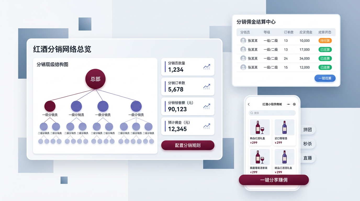 微信红酒分销系统 - 红酒多级分销卖货