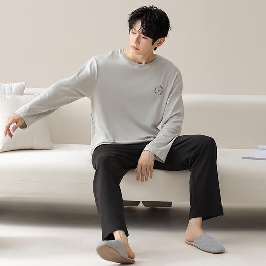 100% 棉男士圆领睡衣 宽松透气 柔软亲肤不闷汗ZXJJN2633 商品图3