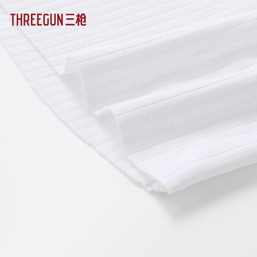Threegun三枪 蚕丝木代尔罗纹U领短袖男衫-T20177A02 商品图4
