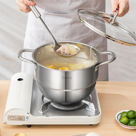 Debo德铂-康拉德汤锅3.8L 能煮善蒸合二为一（配玻璃锅盖、蒸片） 商品图0