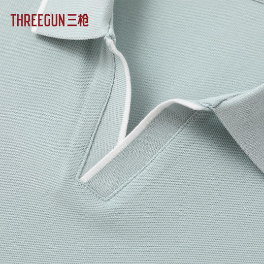 Threegun三枪 丝柔棉珠地海鸥领短袖男衫-T10010A01 商品图2