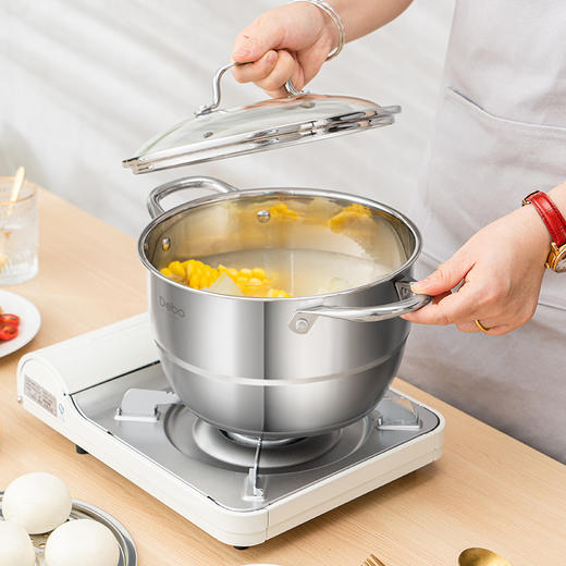 Debo德铂-康拉德汤锅3.8L 能煮善蒸合二为一（配玻璃锅盖、蒸片） 商品图2